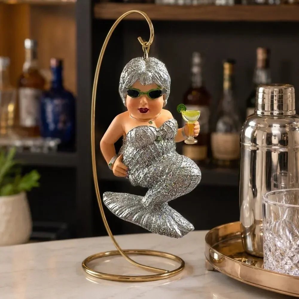 December Diamonds 2008 Retired Margarita Silver Mermaid Ornament Silver Glitter